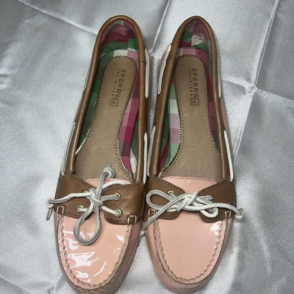 Sperry Topsider Women's Angel Fish Pink Patent Leather Plaid inside Boat zs 7.5 - Picture 12 of 14